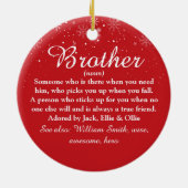 メリークリスマスワールド最高のの兄弟定義 セラミックオーナメント (裏面)