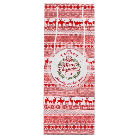 メリークリスマスワ伝統的パーソナライズされたインギフト ワインギフトバッグ (正面)