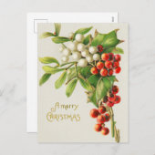 メリークリスマスヴィンテージさくらんぼ シーズンポストカード (正面/裏面)