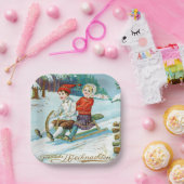 メリークリスマスヴィンテージの休日 ペーパープレート (パーティー)