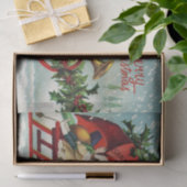 メリークリスマスヴィンテージの子ども達がサンタそりで 薄葉紙 (ギフト)