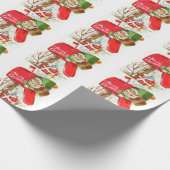 メリークリスマスヴィンテージの子猫が郵便受け ラッピングペーパー (角)