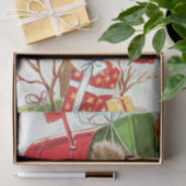 メリークリスマスヴィンテージの子猫が郵便受け 薄葉紙 (ギフト)