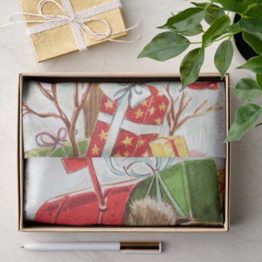 メリークリスマスヴィンテージの子猫が郵便受け 薄葉紙 (ギフト)