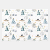 メリークリスマスヴィンテージの水色の木の球体 ラッピングペーパーシート (正面2)