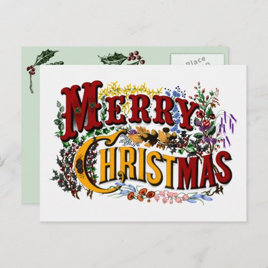 メリークリスマスヴィンテージはがき シーズンポストカード (正面/裏面)