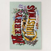 メリークリスマスヴィンテージはがき ジグソーパズル (縦)