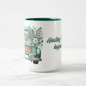 メリークリスマスヴィンテージアクアトラック ツートーンマグカップ (中央)
