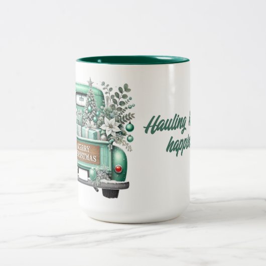 メリークリスマスヴィンテージアクアトラック ツートーンマグカップ (中央)