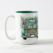 メリークリスマスヴィンテージアクアトラック ツートーンマグカップ (左)