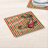 メリークリスマスヴィンテージアリス スクエアペーパーコースター (アングル)