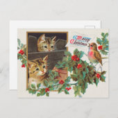 メリークリスマスヴィンテージアート シーズンポストカード (正面/裏面)