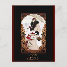 メリークリスマスヴィンテージアールデコ ポストカード