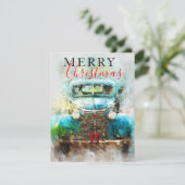 メリークリスマスヴィンテージウオーターカラートラック 招待状 (スタンド正面)