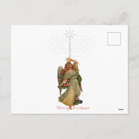 メリークリスマスヴィンテージエンジェルスターナイトスカイ シーズンポストカード (裏面)