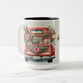 メリークリスマスヴィンテージオレンジトラック ツートーンマグカップ (正面左)