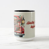 メリークリスマスヴィンテージオレンジトラック ツートーンマグカップ (中央)