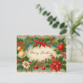 メリークリスマスヴィンテージオーナメントホリーベリー シーズンポストカード (スタンド正面)