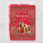 メリークリスマスヴィンテージオーナメント-招待状カード 招待状 (正面/裏面)