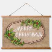 メリークリスマスヴィンテージカントリーウォールタペストリー 吊り下げ型タペストリー (正面)
