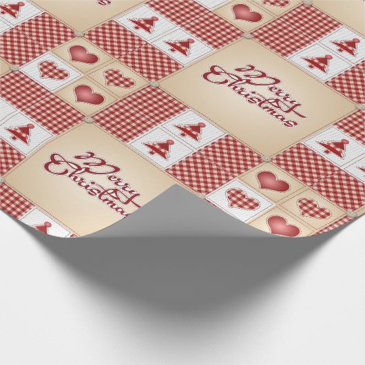 メリークリスマスヴィンテージカントリーキルトパターン ラッピングペーパー (角)