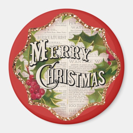 メリークリスマスヴィンテージカントリーギフトマグネット マグネット (正面)