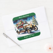 メリークリスマスヴィンテージカーオーナメント スクエアシール (封筒)