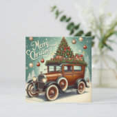 メリークリスマスヴィンテージカークリスマスツリー シーズンカード (スタンド正面)