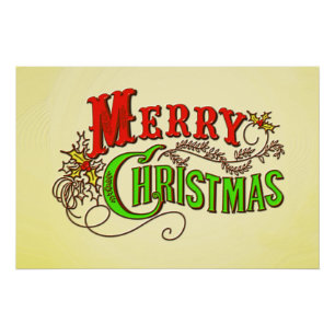 メリークリスマスヴィンテージカードスローガン ポスター