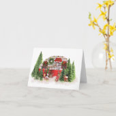 メリークリスマスヴィンテージキャンパー カード (黄色い花)