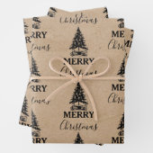 メリークリスマスヴィンテージクリスマスツリークラフト ラッピングペーパーシート (インサイチュ)