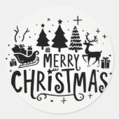 メリークリスマスヴィンテージクリップアート ラウンドシール (正面)