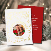 メリークリスマスヴィンテージコケットボウスプルース写真 箔シーズンカード