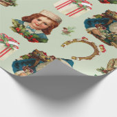 メリークリスマスヴィンテージコラージュとサンタ ラッピングペーパー (角)