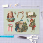 メリークリスマスヴィンテージコラージュとサンタ 薄葉紙 (クラフト)