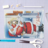 メリークリスマスヴィンテージサンタがあなたの玄関口で 薄葉紙 (クラフト)