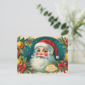 メリークリスマスヴィンテージサンタとオーナメント シーズンポストカード (スタンド正面)