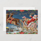メリークリスマスヴィンテージサンタクロースオンスリー シーズンポストカード (正面/裏面)