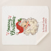 メリークリスマスヴィンテージサンタクロース一家 シェルパブランケット (正面(横))