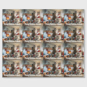 メリークリスマスヴィンテージサンタクロース名前をカスタムする ラッピングペーパー (フラット)