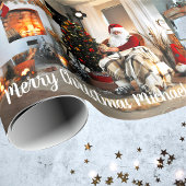 メリークリスマスヴィンテージサンタクロース名前をカスタムする ラッピングペーパー