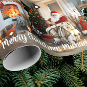 メリークリスマスヴィンテージサンタクロース名前をカスタムする ラッピングペーパー