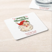 メリークリスマスヴィンテージサンタクロース家族パーティー スクエアペーパーコースター (アングル)