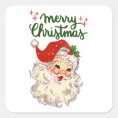 メリークリスマスヴィンテージサンタクロース スクエアシール (正面)