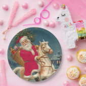 メリークリスマスヴィンテージサンタクロース ペーパープレート (パーティー)