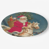 メリークリスマスヴィンテージサンタクロース ペーパープレート (アングル)