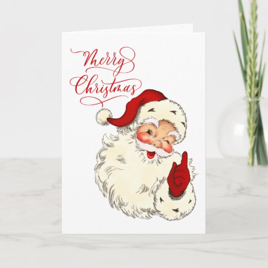 メリークリスマスヴィンテージサンタファミリーホリデーホー シーズンカード (正面)