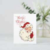 メリークリスマスヴィンテージサンタファミリーホリデーホー ポストカード (スタンド正面)