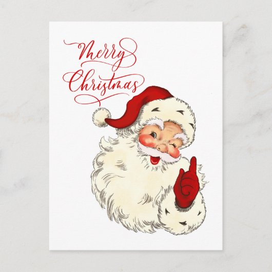 メリークリスマスヴィンテージサンタファミリーホリデーホー ポストカード (正面)