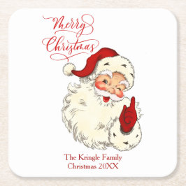 メリークリスマスヴィンテージサンタファミリーホー休日 スクエアペーパーコースター